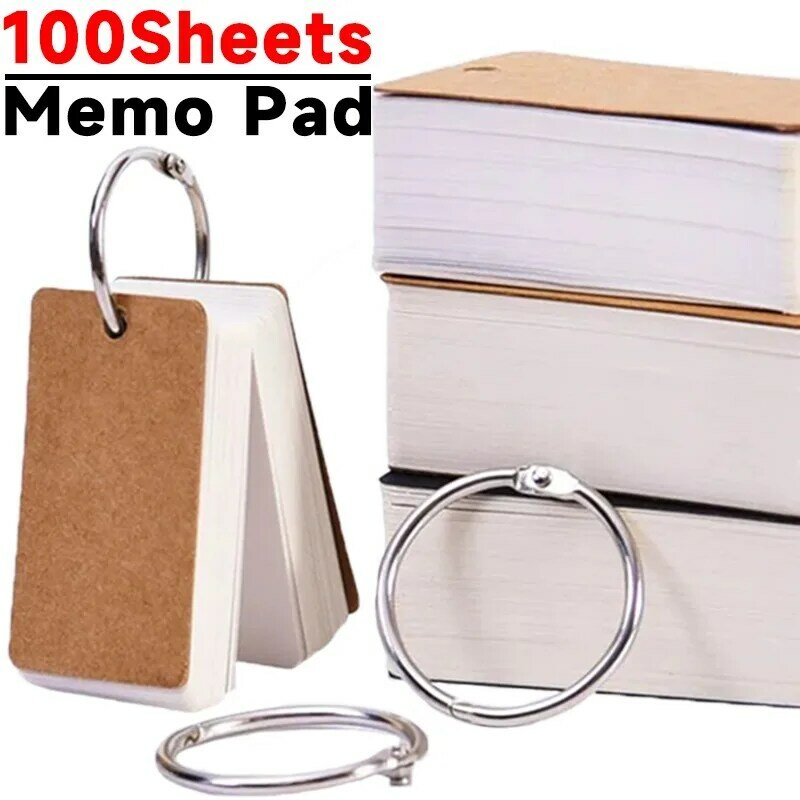 Mini Memo Pad portátil em branco, papel Kraft, caderno de folhas soltas com anel fichário, material escolar estudantil