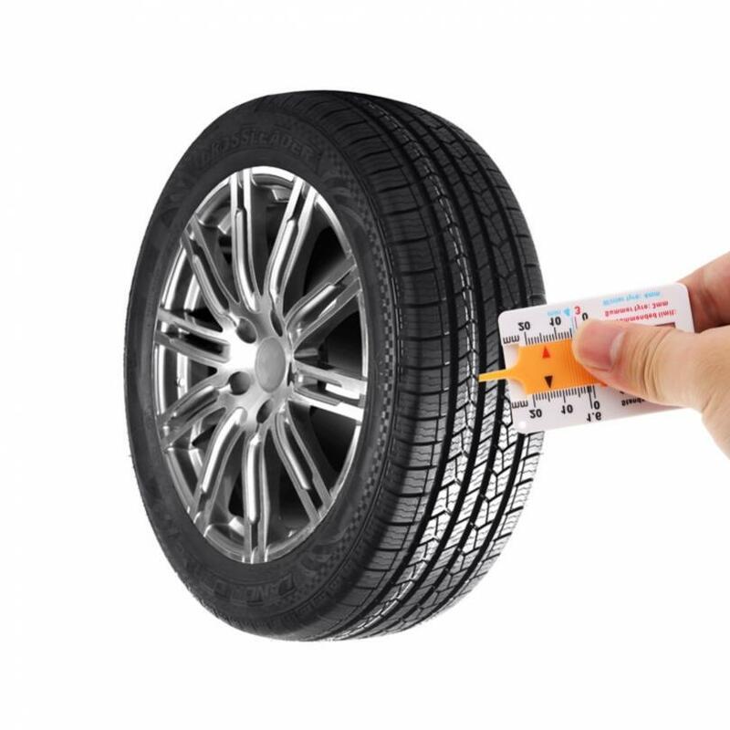 Medidor de profundidade de pneu amarelo plástico com chaveiro, indicador de profundidade portátil, carro, motocicleta, caminhões, 0-20mm, 2pcs