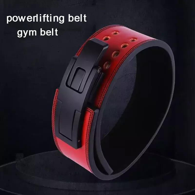 Fitness Strong Belt Squat Training Hard Pull Cowhide Powerlifting Belt Lever Buckle Weightlifting Strength Belt Waist Protector