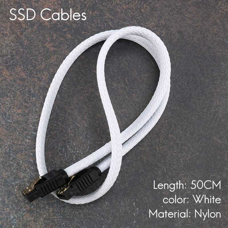 SATA 3,0 III 7-контактный кабель для передачи данных SATA3, 50 см, 6 Гб/с, кабели SSD, кабель для жесткого диска, шнур для передачи данных с нейлоновым покрытием, премиум-версия (белый)