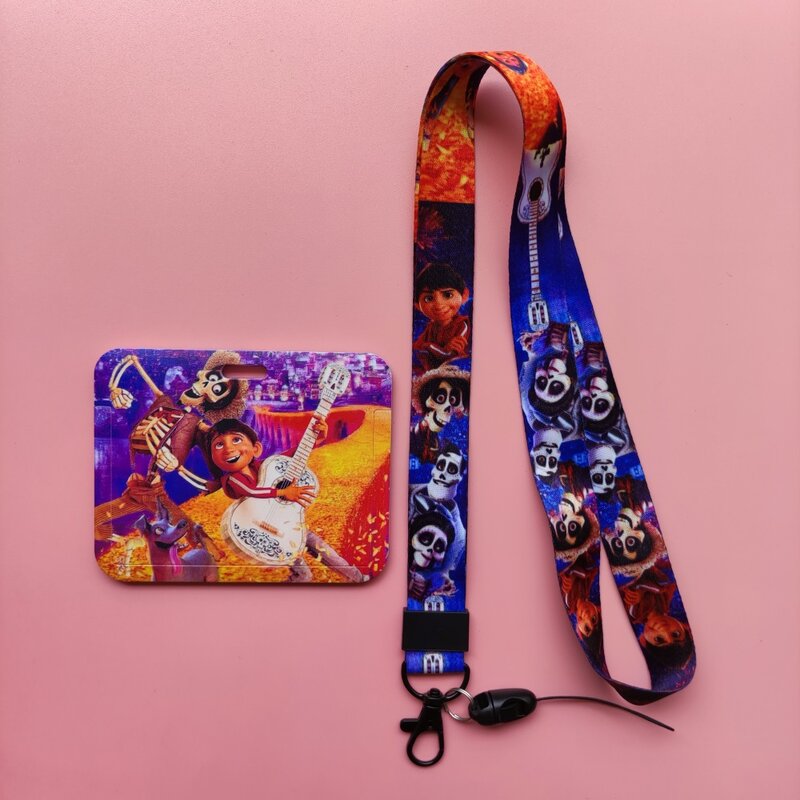 Disney Coco ID Card Holder Lanyards Women Business Neck Strap Credit Card Case Girls Badge Holder Retractable Clip
