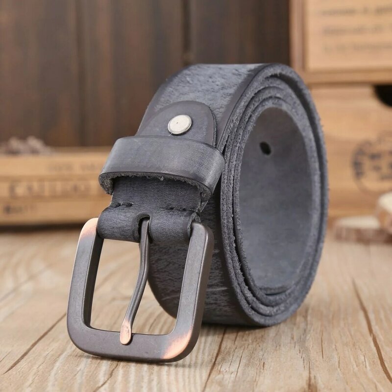 Imported first layer cattle belt washed leather vintage leather belt for men and women