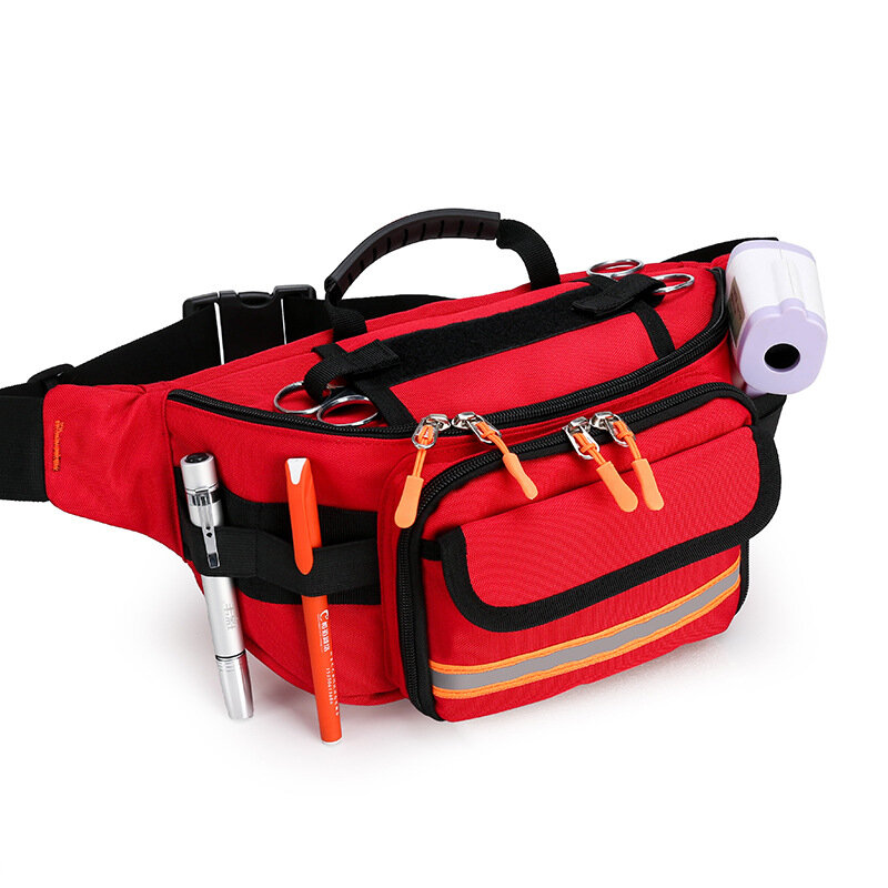 Bolsa de cintura de primeros auxilios vacía, bolsa de almacenamiento de emergencia portátil, Camping, viaje, almacenamiento médico, múltiples bolsillos, bolsa de supervivencia de emergencia