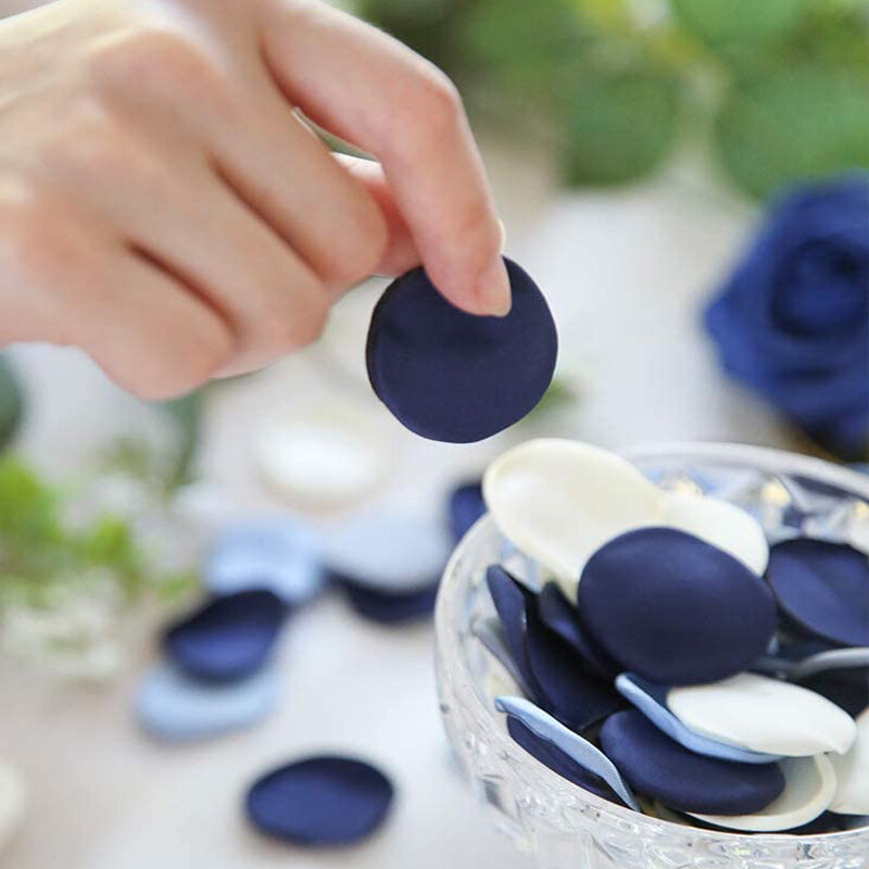 100pcs Silk Rose Petals Dusty Blue Navy Flower Petals for Wedding Flower Girl Basket Aisle Scatter Dinner Table Home Decoration