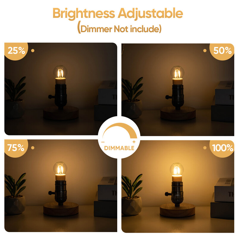 Ampoules LED G40 E14 220V de Remplacement 1.5W, Lampe à Filament, Lumière Blanche Chaude, Vintage, pour Décoration Extérieure