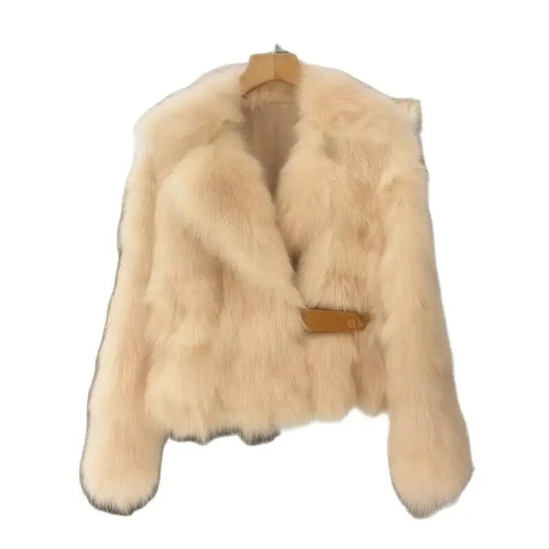 女性のための短いフェイクフォックスファーコート,厚くて暖かい,カジュアルで用途の広い,韓国スタイル,冬,新しい
