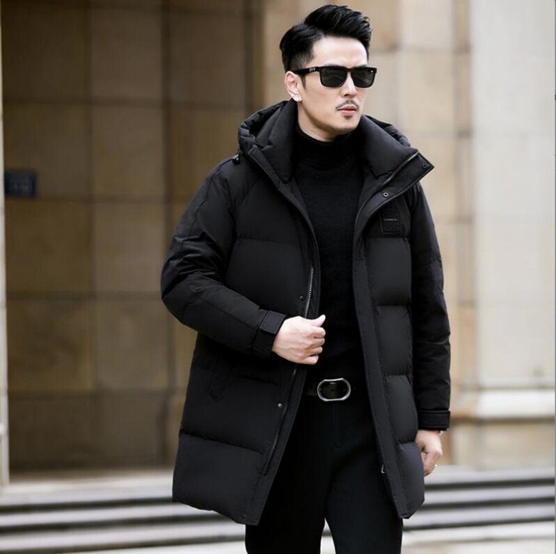 เสื้อแจ็คเก็ตขนเป็ดหนาสำหรับผู้ชายเสื้อโค้ทขนเป็ดสีขาว90% สำหรับฤดูหนาวของผู้ชาย