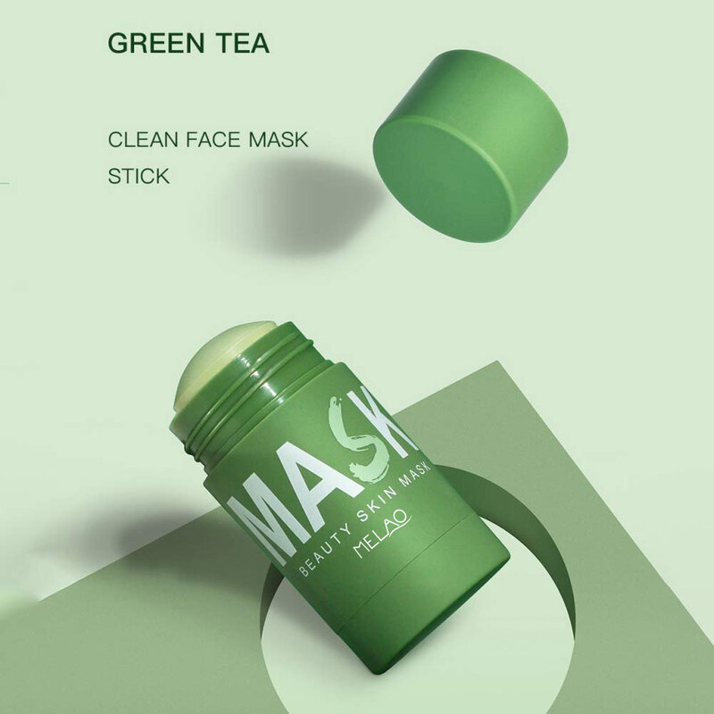 Mascarilla sólida de té verde, berenjena, carbón de bambú, melocotón, limpieza profunda de poros, máscara de barro, hidratante, mejora la piel del acné