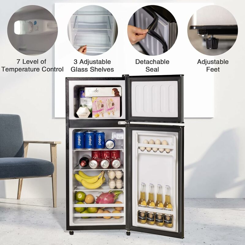 Anukis Compact frigorifero 4.0 Cu Ft 2 porte Mini frigo con congelatore per appartamento, dormitorio, ufficio, famiglia, seminterrato, Garage