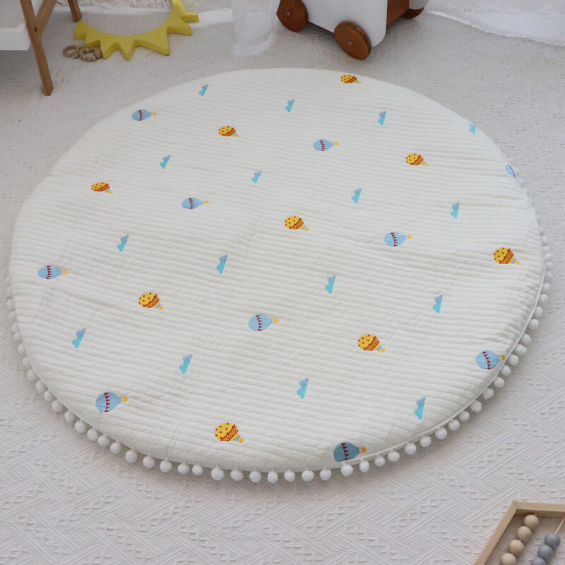 新生児用の厚い刺embroideredゲームパッド,赤ちゃん用の丸い這うパッド,綿のフロアマット,子供用のプレイカーペット,ゲーム,子供部屋用のクッション