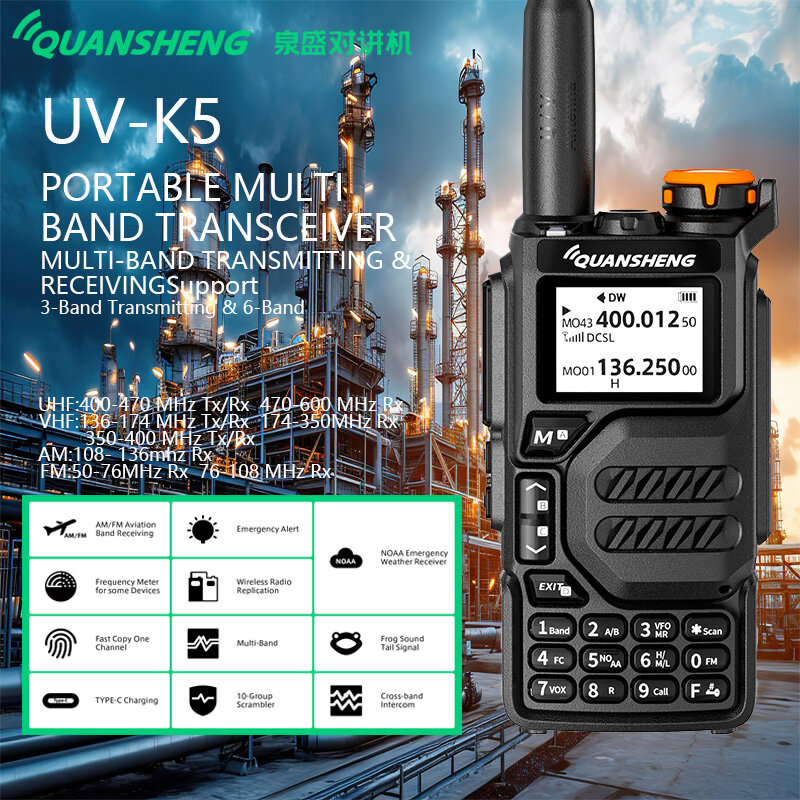 Quansheng-walkie-talkie portátil UV K5, Radio Am Fm bidireccional, estación de conmutación Amateur, conjunto inalámbrico, receptor de largo alcance