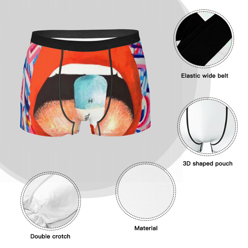 Pel Lick Mouth Sexy Underpants Homme Panties Man Underwear Ventilate Shorts Boxer Briefs