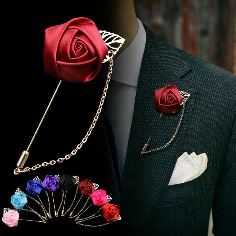 Pin de traje de novio para hombre, ramillete nupcial, decoración de fiesta de boda, broche de flores rosas, insignia de solapa, Boutonniere