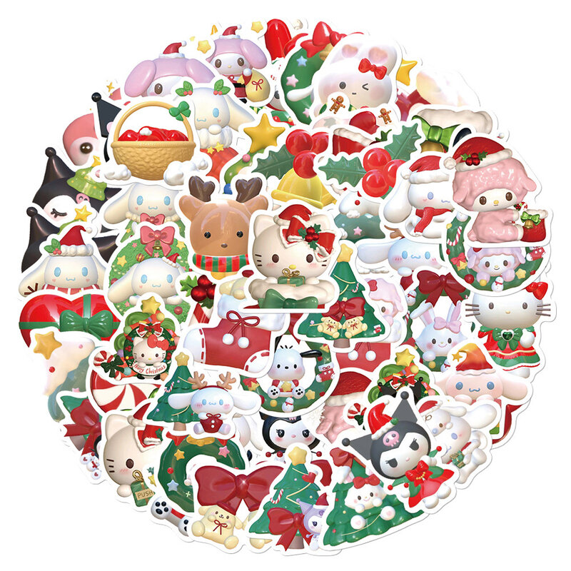 สติกเกอร์การ์ตูนซานริคริสมาสต์10/30/63ชิ้นตกแต่งน่ารักสติกเกอร์การ์ตูน Hello Kitty Kuromi สำหรับโทรศัพท์ไดอารี่กระเป๋า