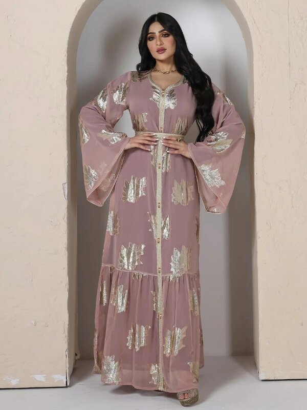 Arabska maroko sukienka muzułmańska Abaya kobiety Ramadan szyfonowa Abayas dubaj turcja Islam Kaftan Longue Musulmane Vestidos Largos 2022