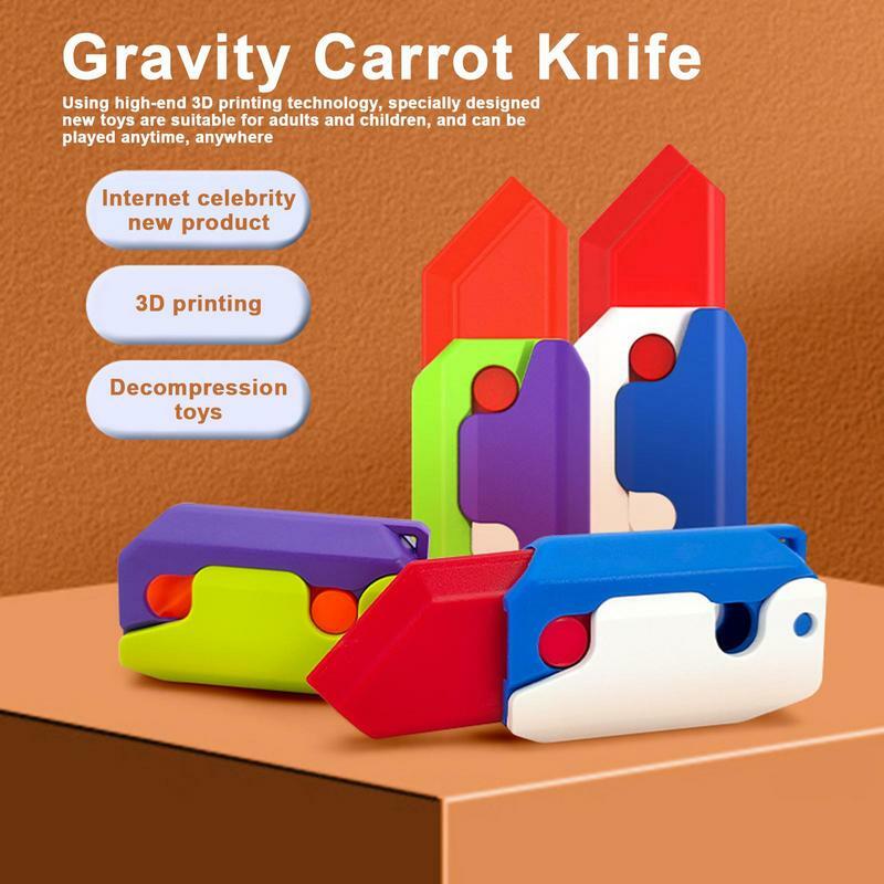 New 3D Carrot GravityKnife Fidget Toys ChildrenDecompression Push Card Small Toy 3D Printing Plastic Carrot Knife Dropshipping