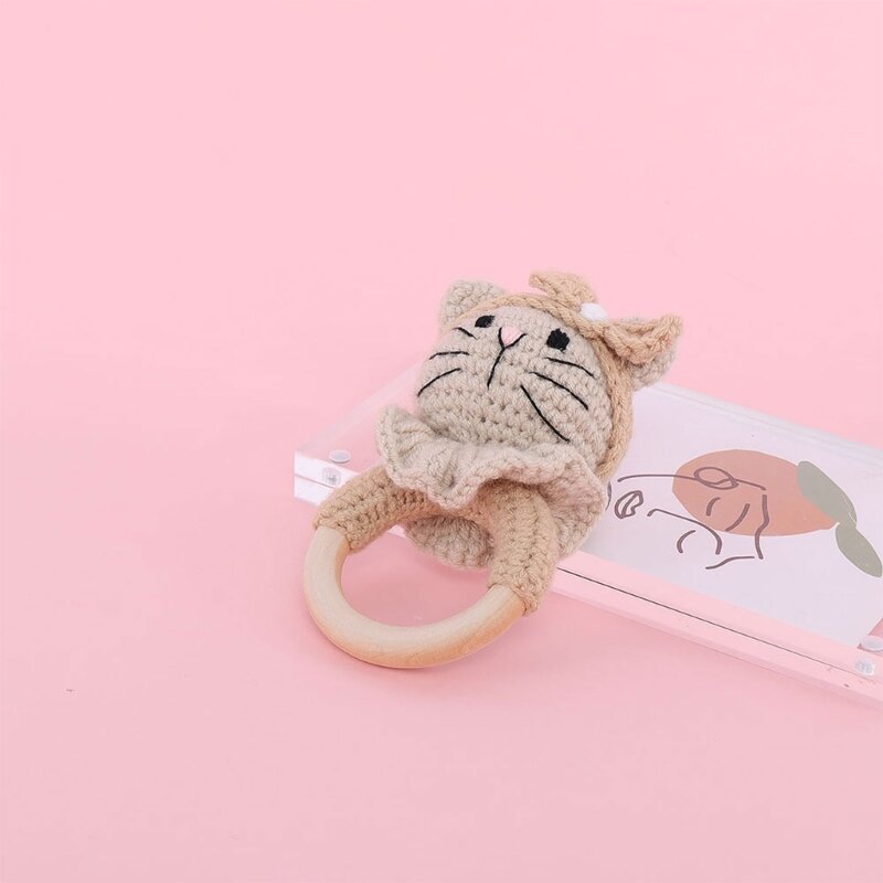 Baby Animal Knit grzechotka ręcznie robiona uspokajająca zabawka niemowlę zabawka edukacyjna zdjęcie zabawka DropShipping