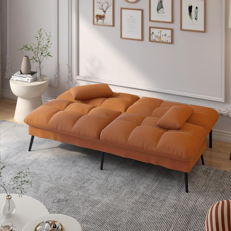 Sofá cama de futón Convertible, sofá de tela de 68 pulgadas con respaldo ajustable, plegable, reclinable para sala de estar