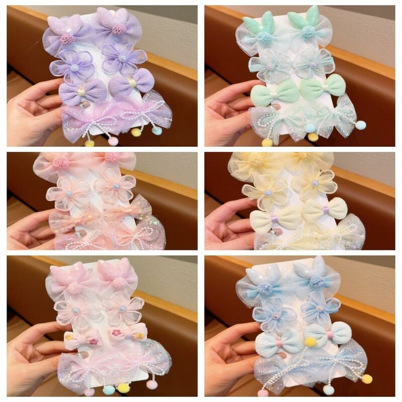Candy Color Cute Barrettes Set Lovely Duckbill Clip Kawaii Bow BB Clip Princess Series Korean Style Flower Hair Clip Makeup