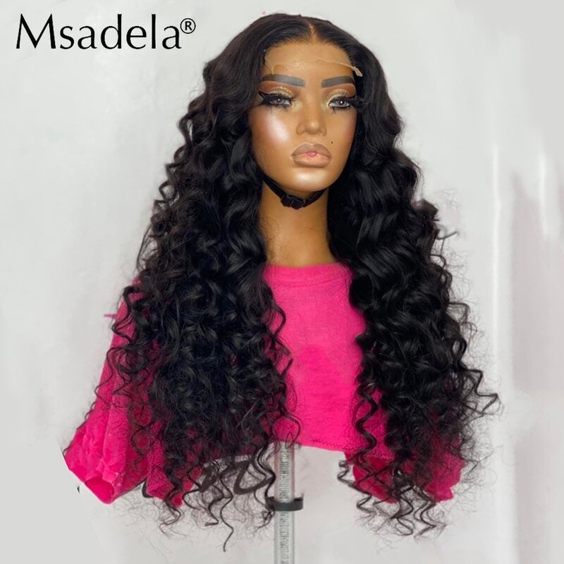 Deep Wave 28 Inches Heat Resistant Synthetic 13x4 Lace Wig With Baby Hair Glueless Curly Preplucked Cosplay Wigs For Black Women