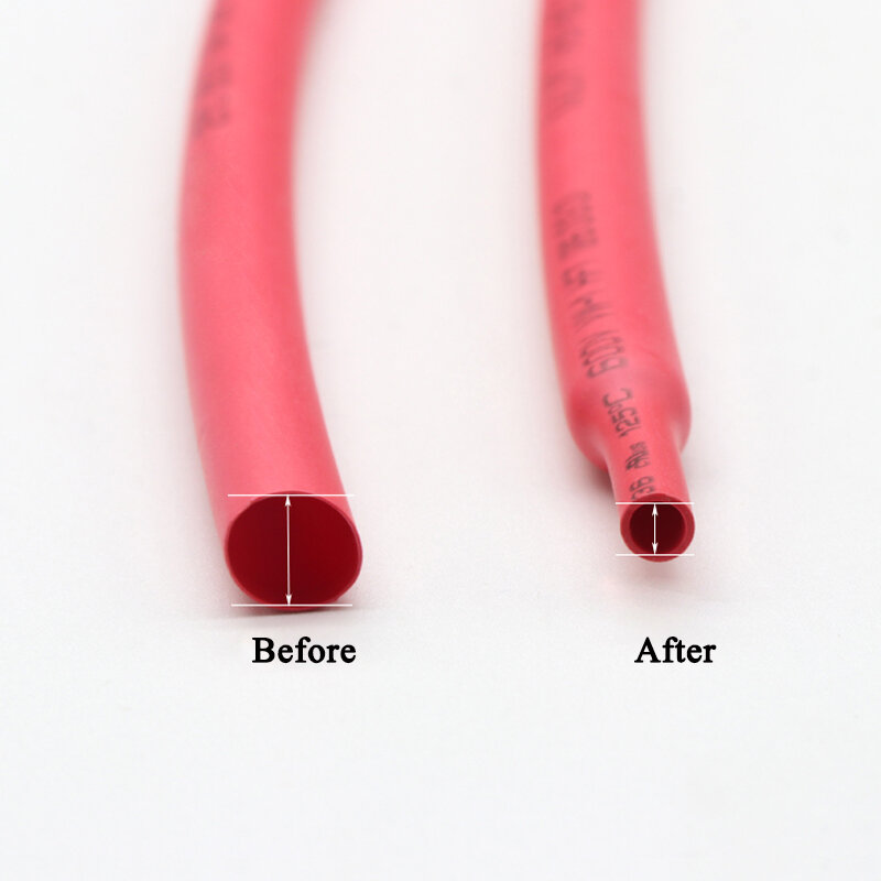 Tubo termorretráctil de poliolefina, manguito de Cable térmico aislado, diámetro rojo de 1 metro, 2, 3, 4, 5, 6, 7, 8, 9, 10, 12, 14, 16, 20, 25, 30, 40, 50mm, 2:1