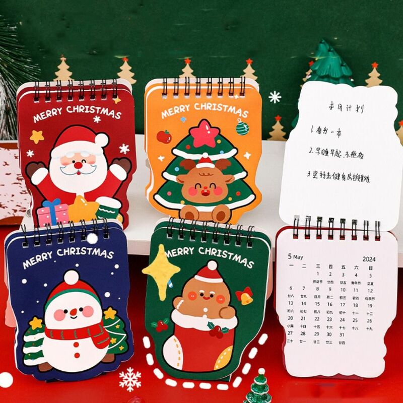Cartoon 2024 Christmas Calendar Creative Mini Paper Craft Special Shape Calendar Cute Desktop Calendar Christmas Gift