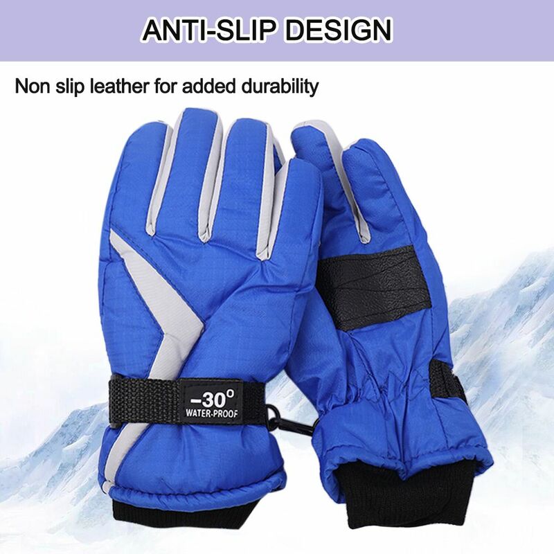 Детские зимние лыжные перчатки милые Мультяшные теплые варежки Нескользящие ветрозащитные уличные спортивные перчатки для мальчиков и девочек