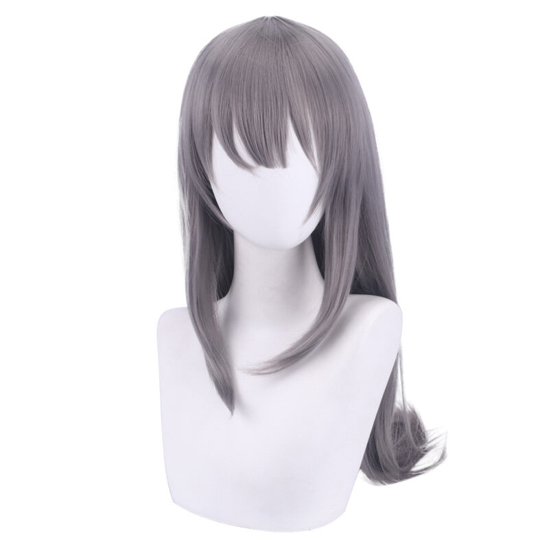 Perruque de cosplay longue grise pour filles, perruque Anime Sythetic Party, fibre de degré de chaleur, cadeau d'anniversaire