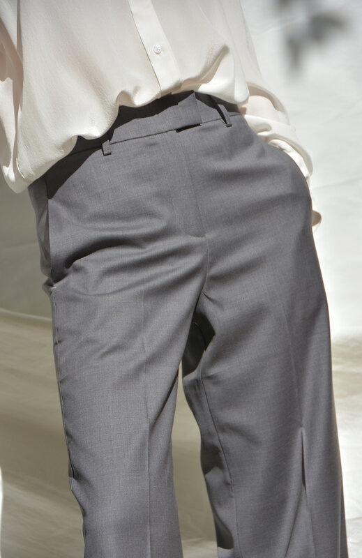 Mimiuitmoins7ชุดเดรสสไตล์เกาหลีกางเกงผ้าขนสัตว์ Worst กว้างขากางเกงกลางเอว Elegant สีดำสำนักงานความยาวเต็ม Gratis Ongkir OL