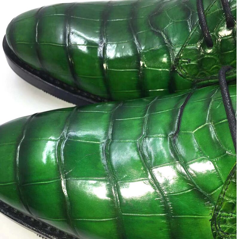 Hulangzhishi-zapatos de vestir para hombre, calzado formal de piel de cocodrilo, con cordones, novedad