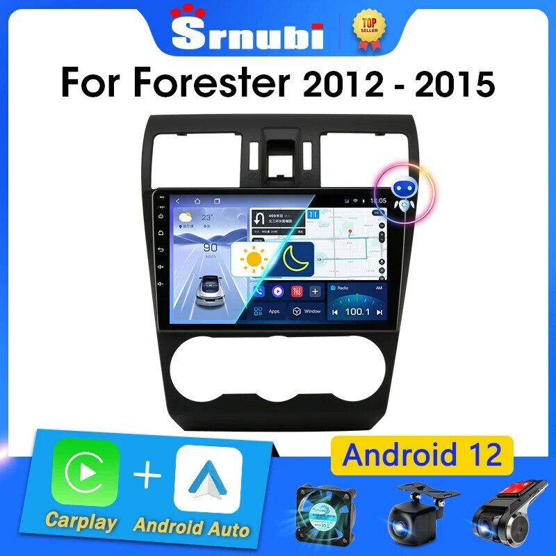 9 "Android 12.0 Carplay Radio mobil, untuk Subaru Forester XV WRX 2012 - 2015 pemutar Multimedia navigasi 2Din GPS RDS DVD Head Unit