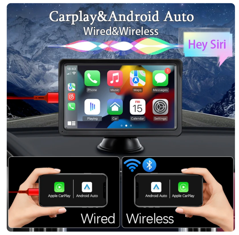 Mp5 Auto Spelen Android Auto Radio Multimedia Video Speler 7Inch Draagbaar Touchscreen Met Usb Aux Voor Achteruitkijkcamera
