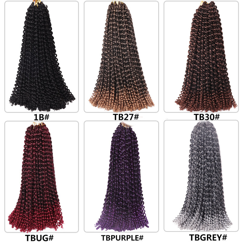 黒の女性のための水の波状のかぎ針編みの髪、事前ループ付き、かぎ針編みの編みのストランド、情熱のツイスト、18インチ