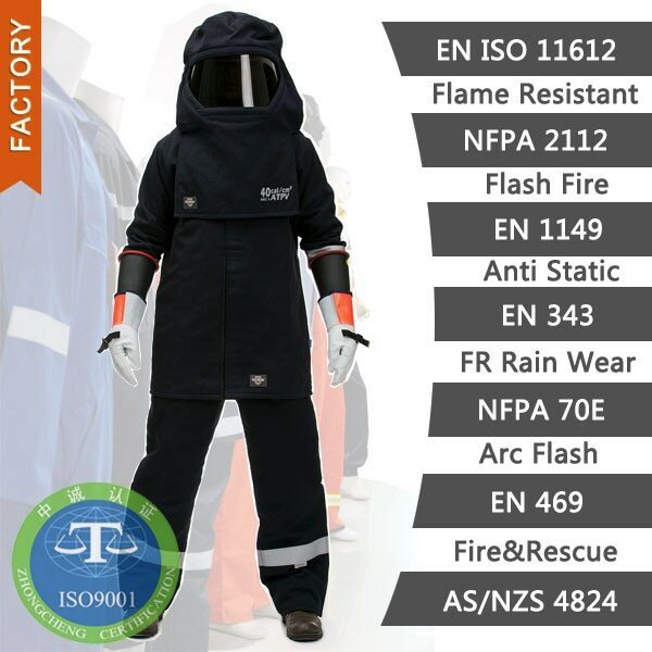 Arc Flash Vestuário Suit, NFC 70E HRC4 Proteção Elétrica Vestuário, 43 Cal