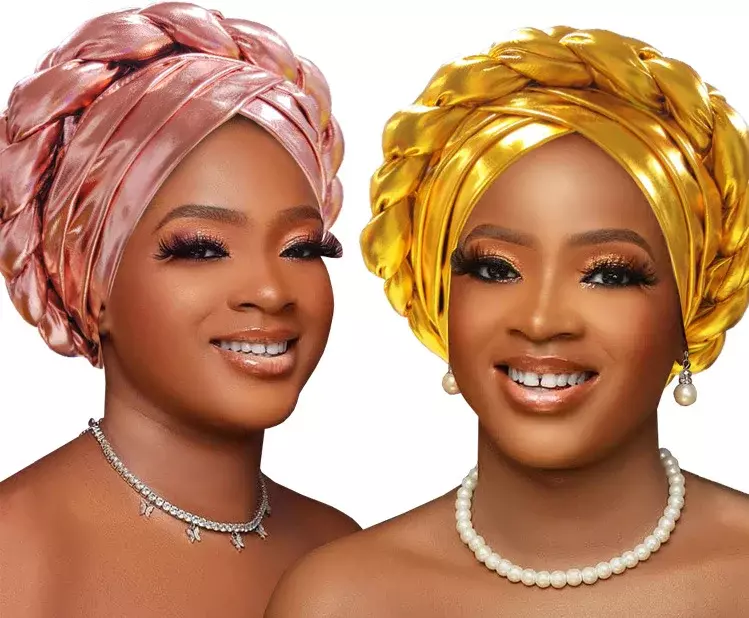 Afrikanische Frauen Headtie Bereits Handgemachte Afrikanische Kappe Nigerian Hochzeit Gele Frauen Braid Turbane Damen Kopf Wraps