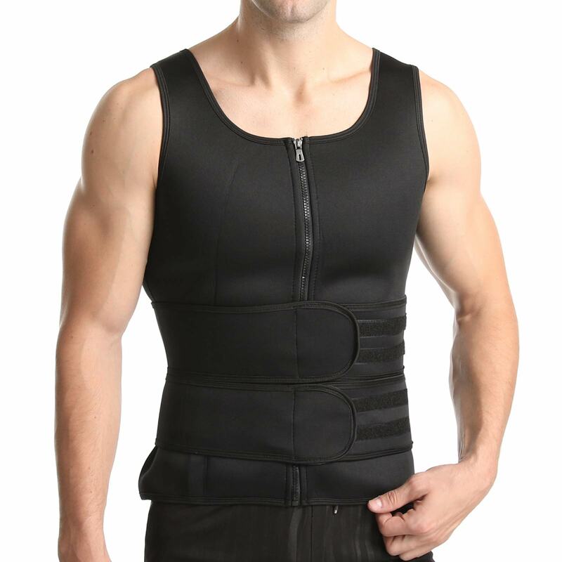 เสื้อกั๊ก pelangsing Badan นีโอพรีนสำหรับผู้ชายเสื้อกล้ามซาวน่ามีซิปสำหรับออกกำลังกายเล่นกีฬาเข้ายิม