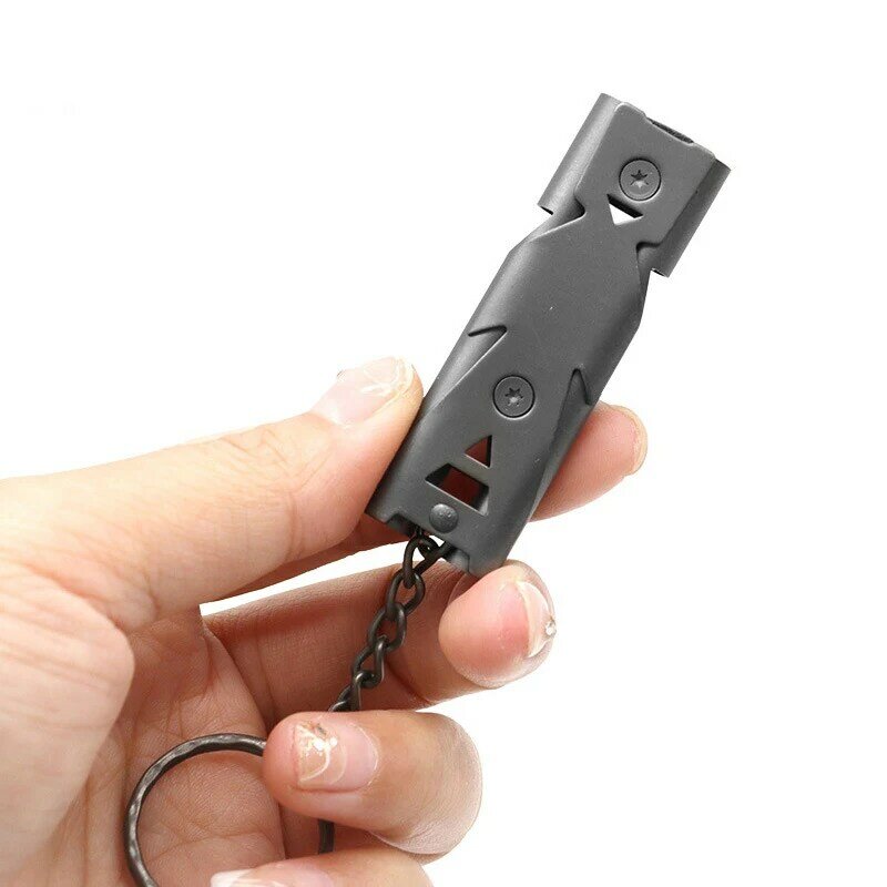 Double Pipe Whistle Pendant Keychain Portable Outdoor Survival Emergency Camping Tool