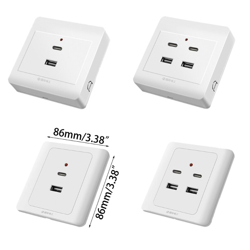 Upgraded USB Receptacle Outlet High Speed USB Wall Ports Electrical Replacement Outlet Wall Plate for Household