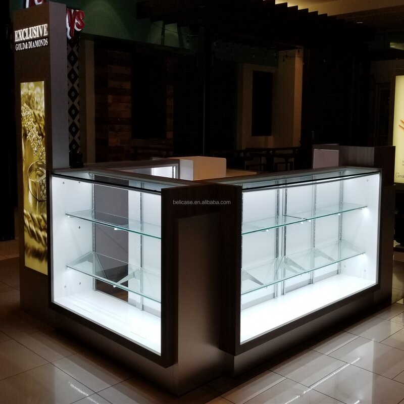 Benutzer definierte, Luxus Juwelier Shop Schrank Display Zähler für Shop Schmuck Display Vitrine mit Licht Einkaufs zentrum Kiosk de