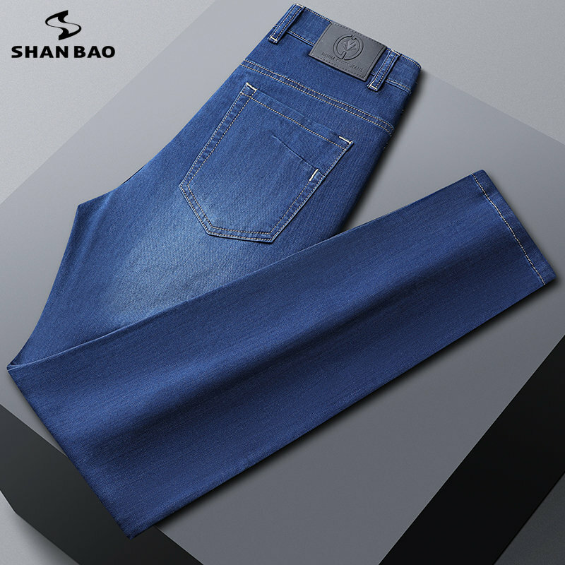 SHAN BAO Brand Spring and Summer New Arrival Denim Jeans Men Clothing High Quality Soft Cotton Trousers Business Casual Pants