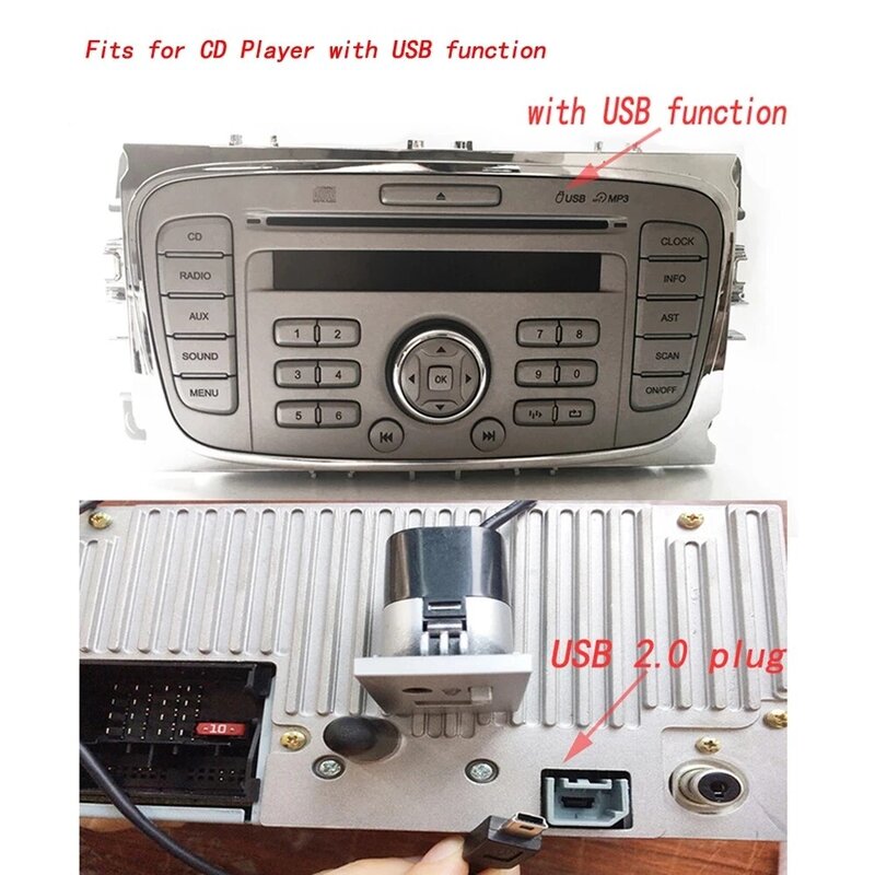 Cable adaptador de Radio, puerto de audio USB para ford focus 2, mk2, 2008, 2009, cmax, kuga, mk1, ranura auxiliar, actualización de interfaz, ccessories de peinado