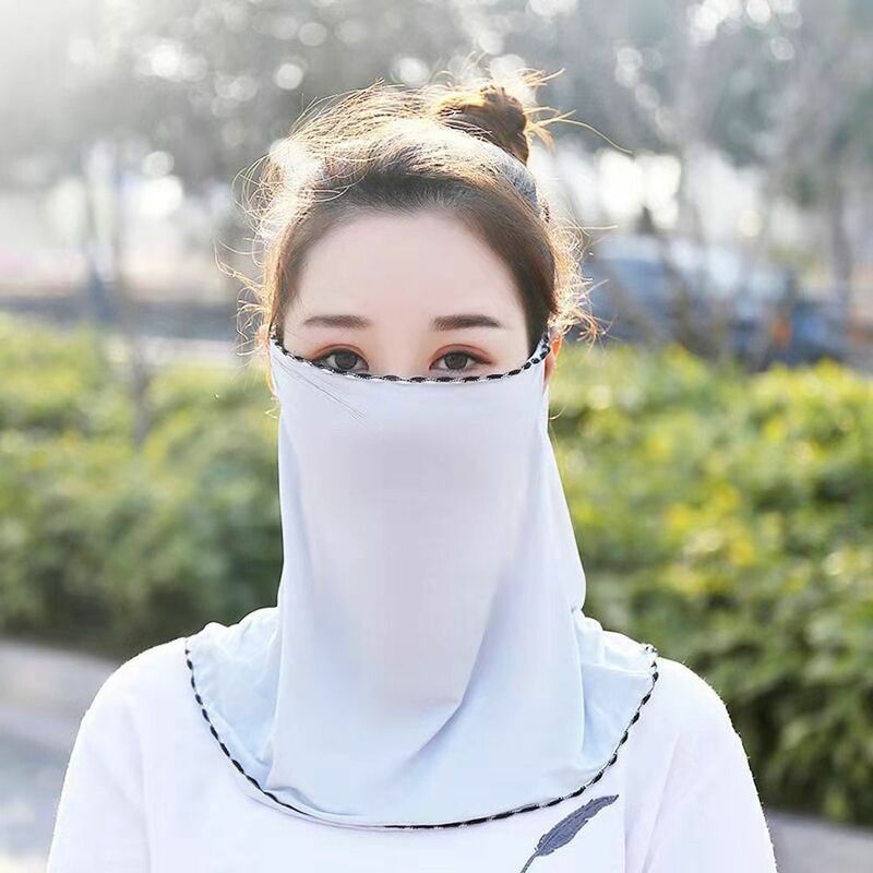 Ледяная шелковая маска с откидной крышкой для шеи, защита от солнца, маска для лица Gini, женская маска для декольте, летняя женская маска для лица для вождения
