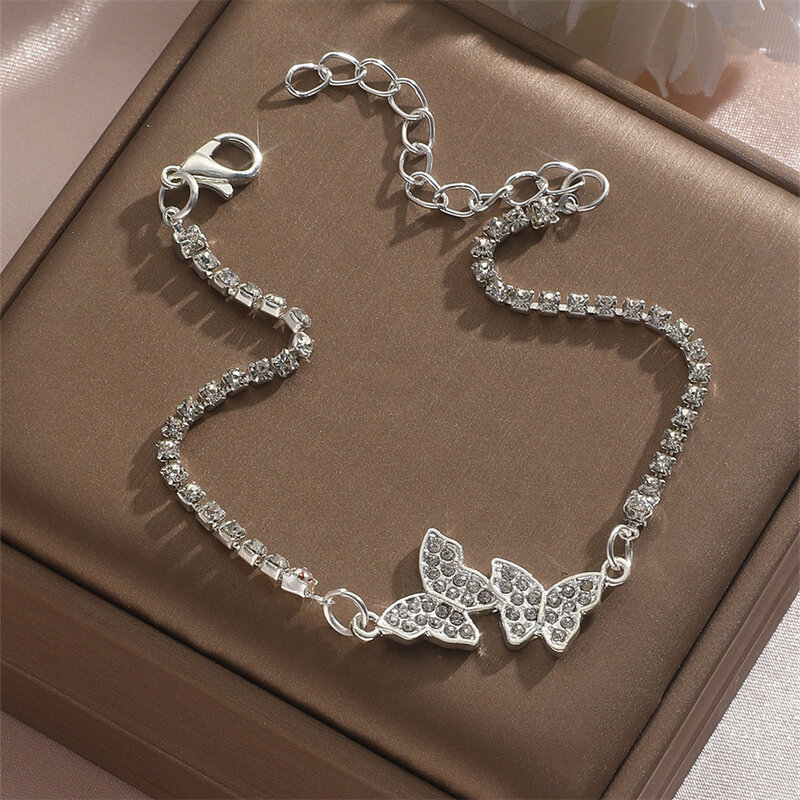 925 Sterling Silber Schmetterling Armbänder für Frauen Vintage Luxus verstellbare Kette Armbänder glänzende Party Schmuck Weihnachts geschenke