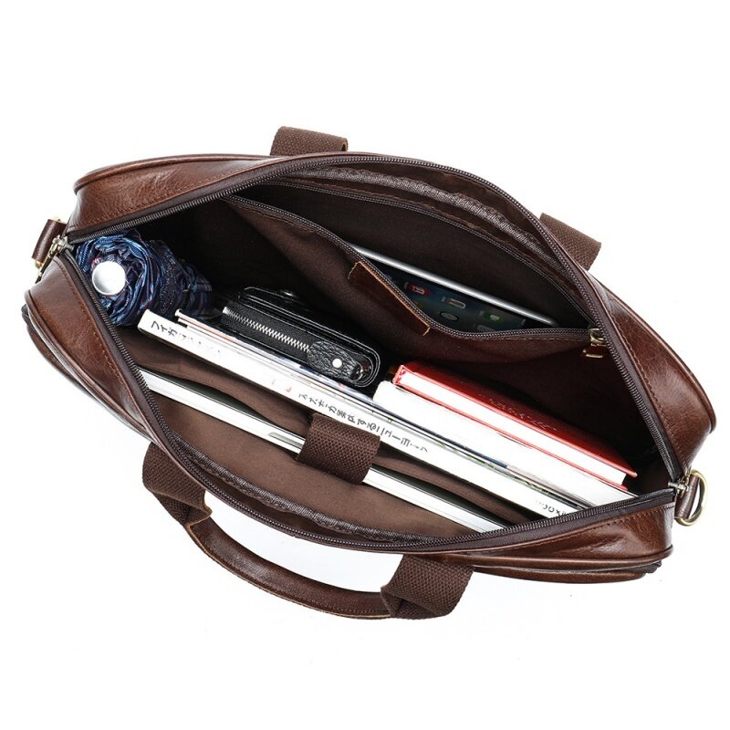 Портфель мужской из натуральной кожи в стиле ретро, Повседневная сумка для ноутбука 15,6 дюйма, Повседневная рабочая сумка на плечо для документов
