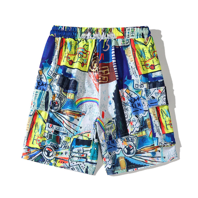 Wielodowątkowe kolorowe wygodne szorty Graffiti hip-hopowe ze sznurkiem kieszenie Crago Shortpant dla mężczyzn kobiet spodnie na lato