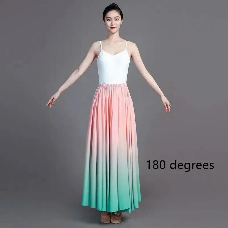 360-720 Degree Flamenco Dance Performer Gradient Skirts for Women Stage Performance Classical Dance Practicing Skirt