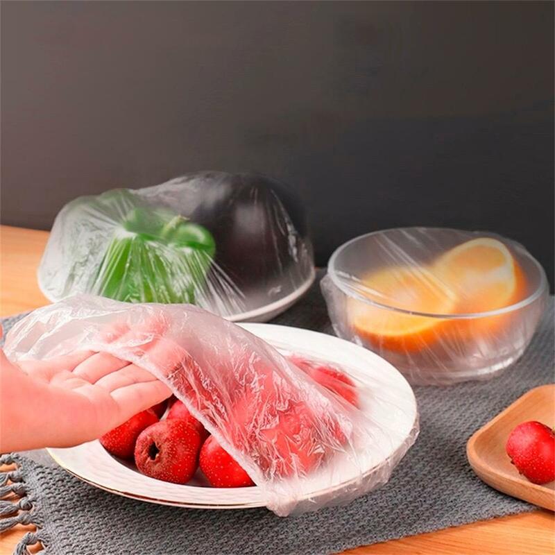 100 pieces of disposable PE fresh-keeping bag cling film sleeve elastic food dust cover food cling film wholesale