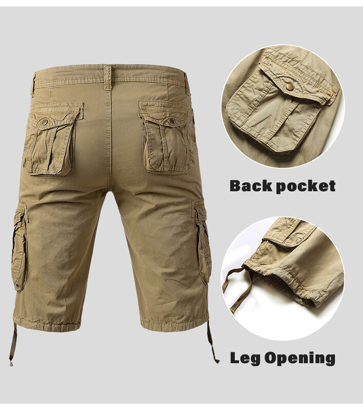 Calções leves de carga tático masculino, calções de trabalho 3/4 do joelho, Capri masculino, caminhadas, calças de caça, moda ao ar livre