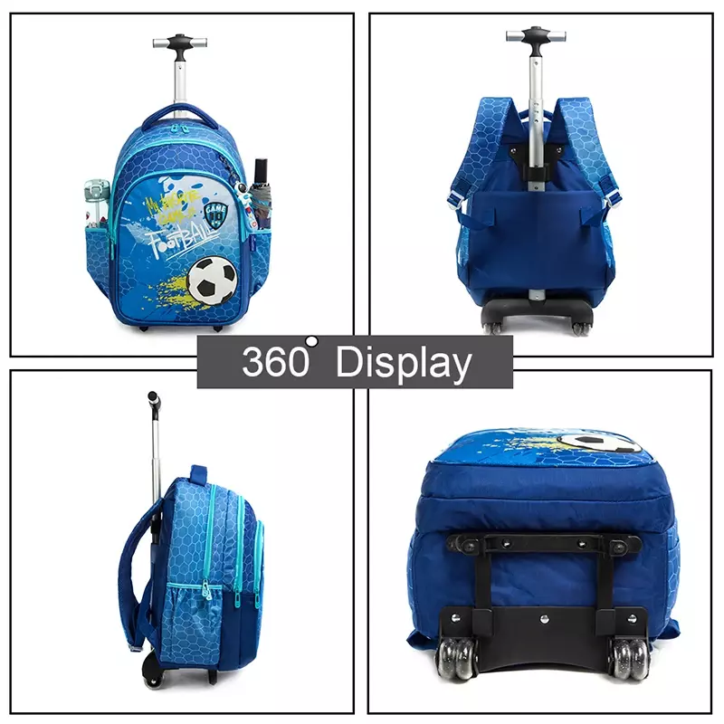 子供のための学校のトロリーバッグセット、ローリングバックパック、男の子、子供旅行旅行旅行かばん用のホイールバッグ