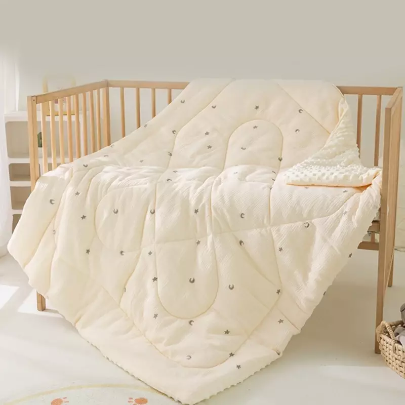 100 120 120 150 stilvolle Baby-Kinderzimmerdecke, dreilagige Wickeldecke mit gepunkteter Rückseite, Schlafdecken